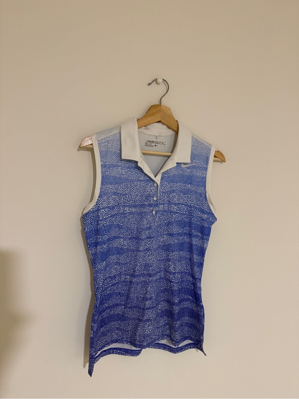 Nike Blue and White Sleeveless Golf Polo